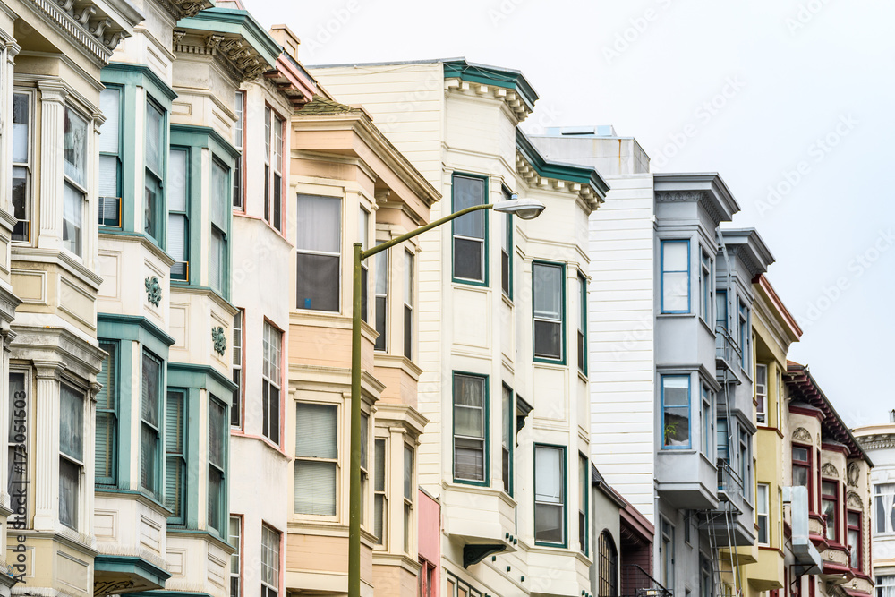 victorian houses at san francisco street, california victorian houses at san francisco street, california