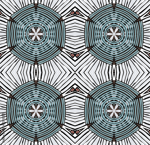Seamless striped vector pattern. Vintage colored decorative repainting background with tribal and ethnic motifs. Abstract geometric roughly hatched shapes colored with hand drawn brush stokes.