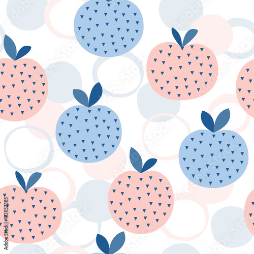 Abstract apple seamless pattern background. Childish handmade craft for design card, cafe menu, summer gift album.