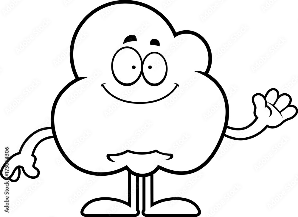 Cartoon Popcorn Waving Cartoon Popcorn Waving