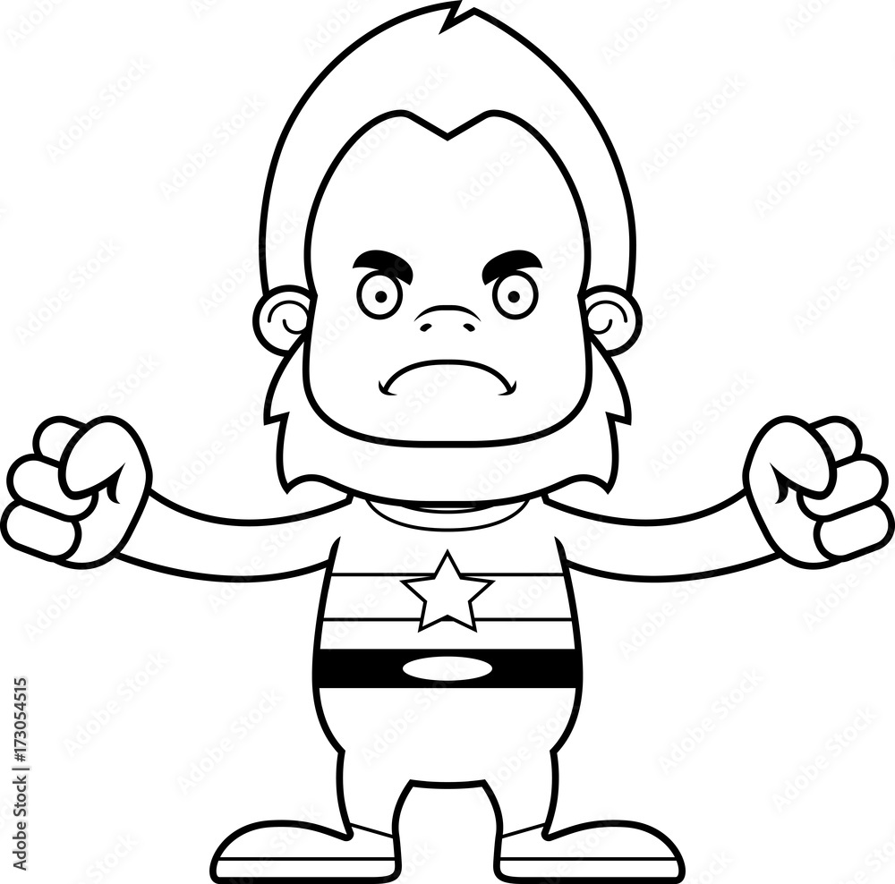 Cartoon Angry Superhero Sasquatch