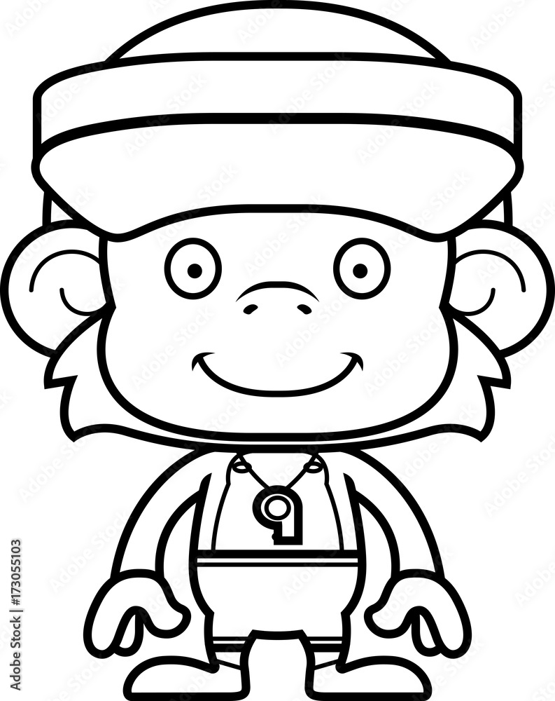 Cartoon Smiling Lifeguard Monkey Cartoon Smiling Lifeguard Monkey