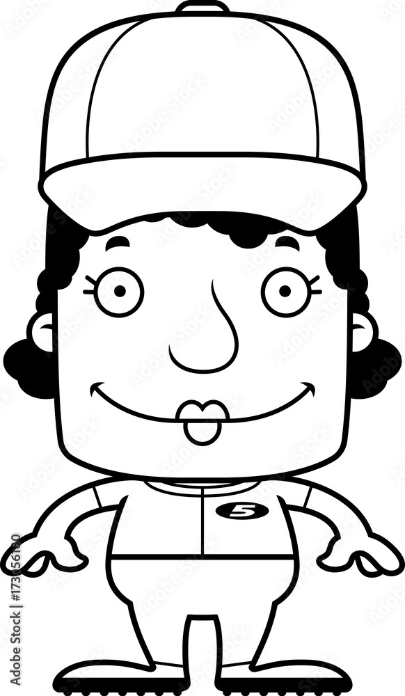 Cartoon Smiling Baseball Player Woman Cartoon Smiling Baseball Player Woman