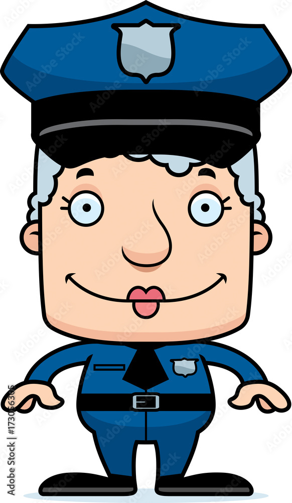 Cartoon Smiling Police Officer Woman Cartoon Smiling Police Officer Woman