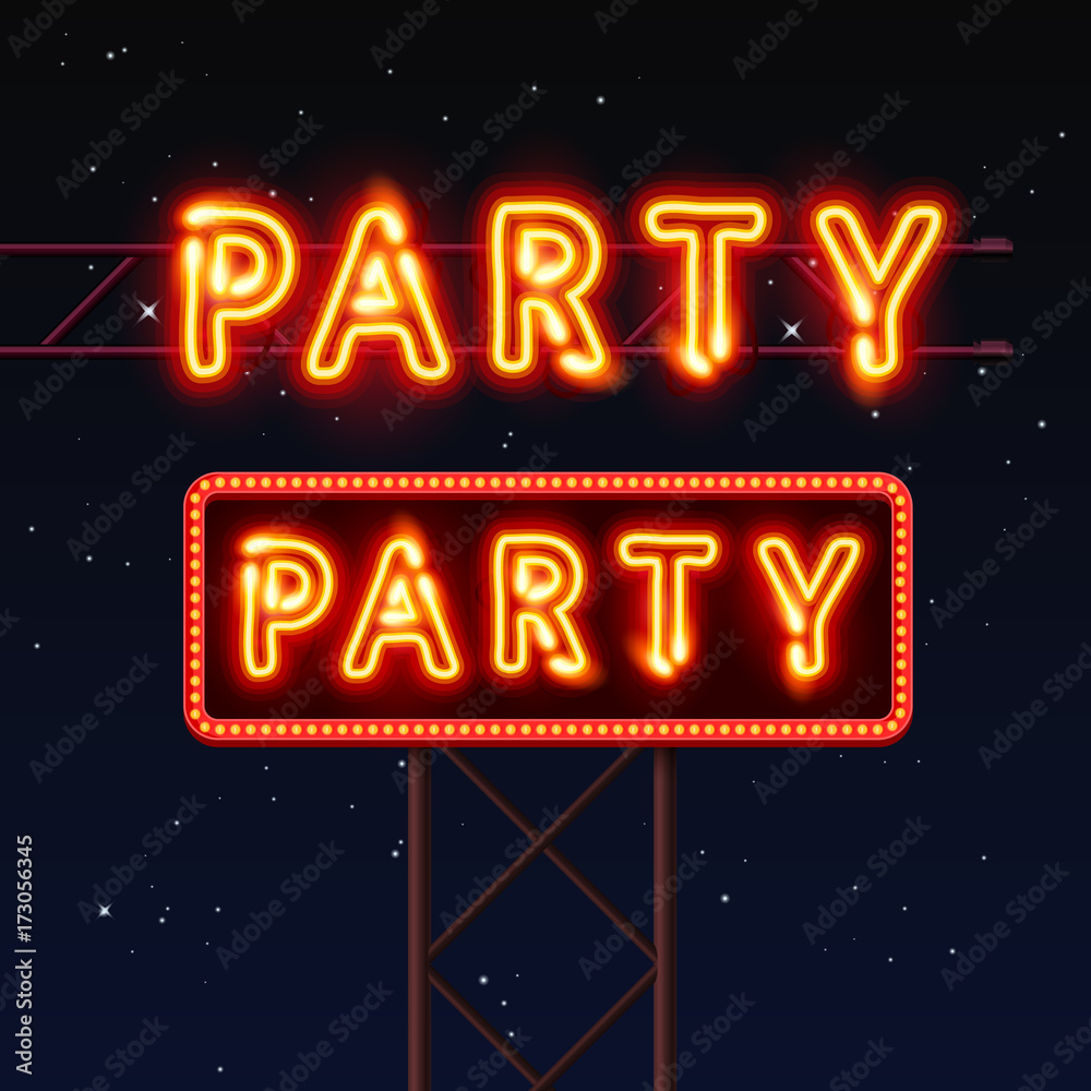 Street sign that says party. Vector illustration