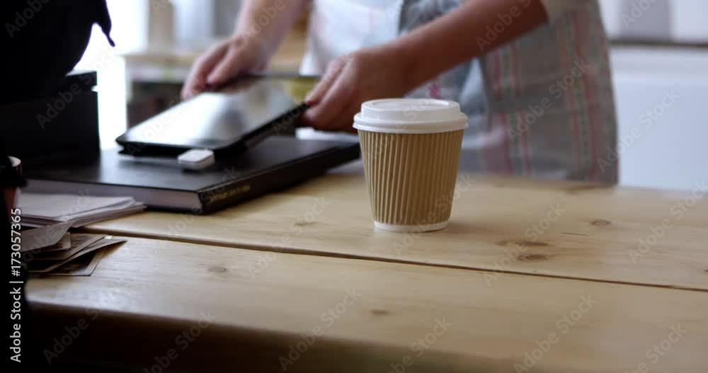 Man In Coffee Shop Using Contactless Payment Shot On R3D Man In Coffee Shop Using Contactless Payment Shot On R3D