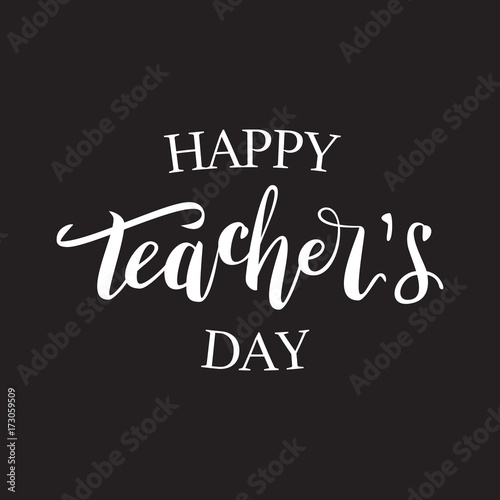 Vector isolated lettering for Happy Teacher Day for decoration and covering on the dark background.