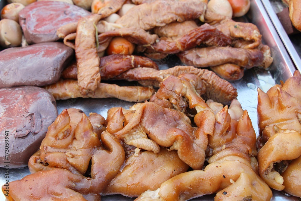 Stewed pork mix delicious in street food
