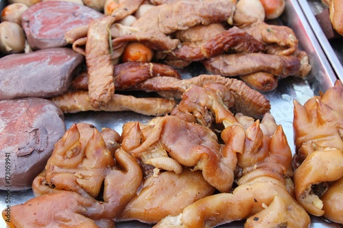 Stewed pork mix delicious in street food