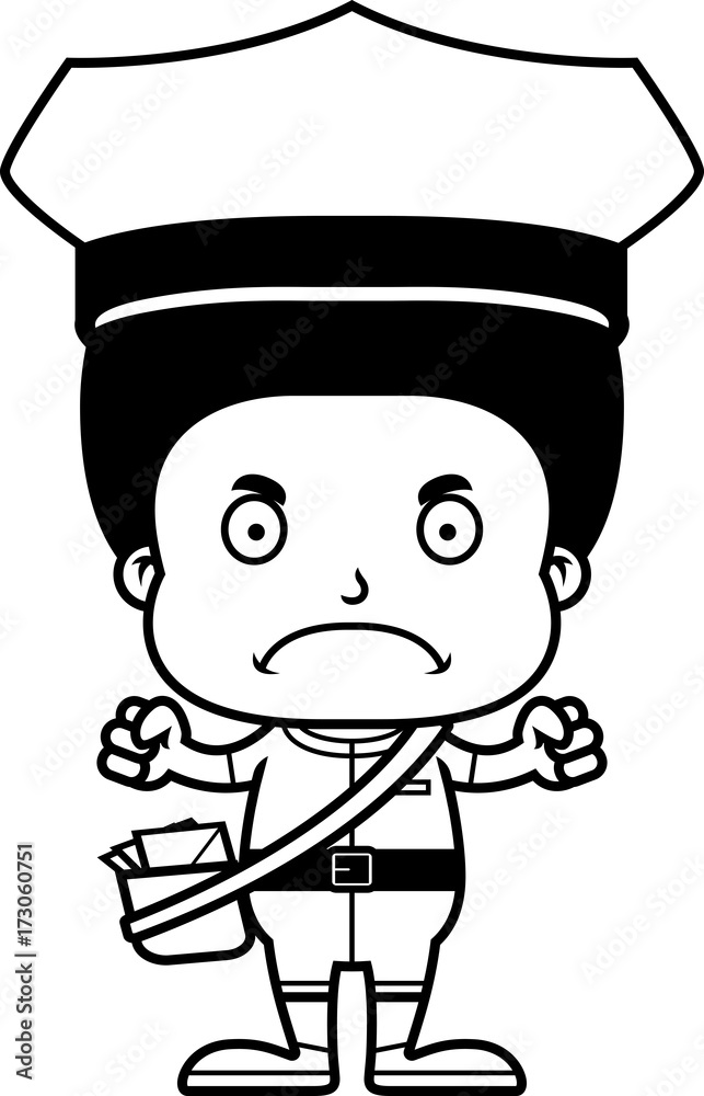 Fototapeta premium Cartoon Angry Mail Carrier Boy