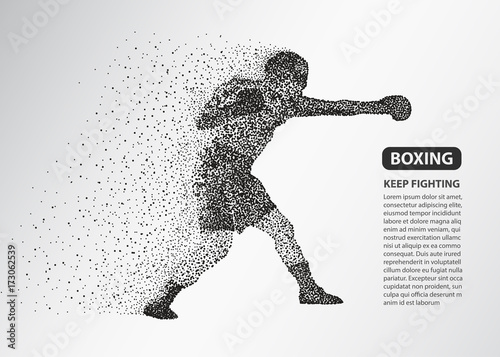 Boxer dots silhouette, Boxing fighter banner vector