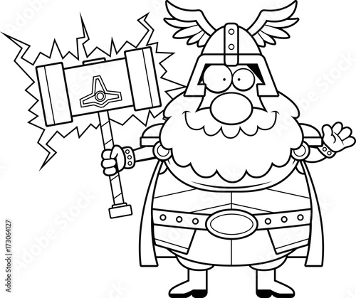 Cartoon Thor Waving