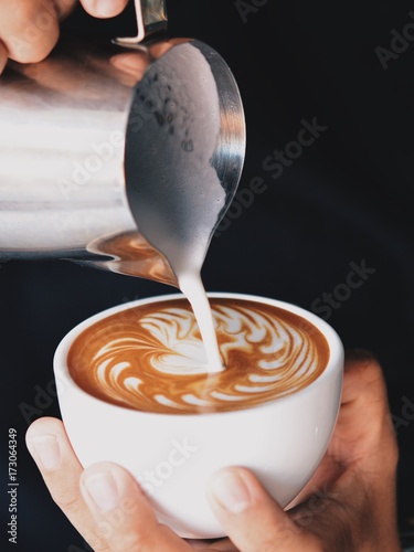 How to make a coffee latte art. photo