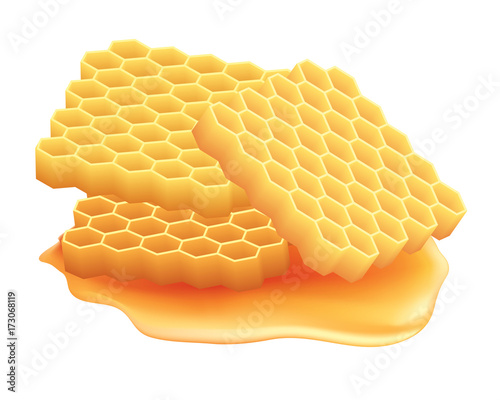 Honeycombs on white background