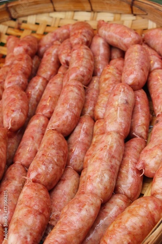 Sausage asia for cooking in the market