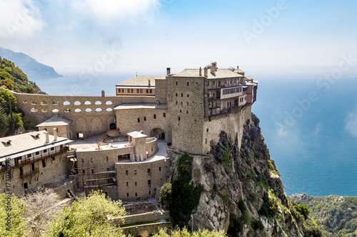Behang Simonopetra monastery sea view