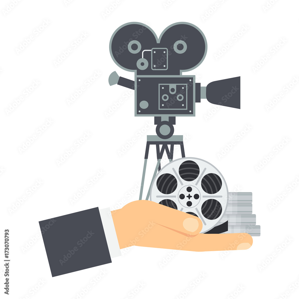 hand with camera reel hand with camera reel