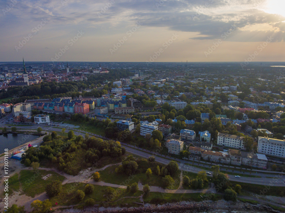 Aerial view panorama city Tallinn, Estonia.