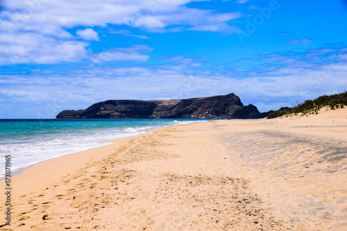 Beach at Porto Santo Island looking south towards Ilheu da Cal