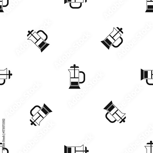 French press coffee maker pattern seamless black