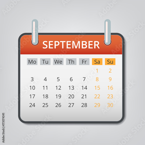September 2018 calendar concept background, cartoon style