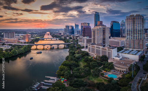 Downtown Austin, Texas during sunset photo