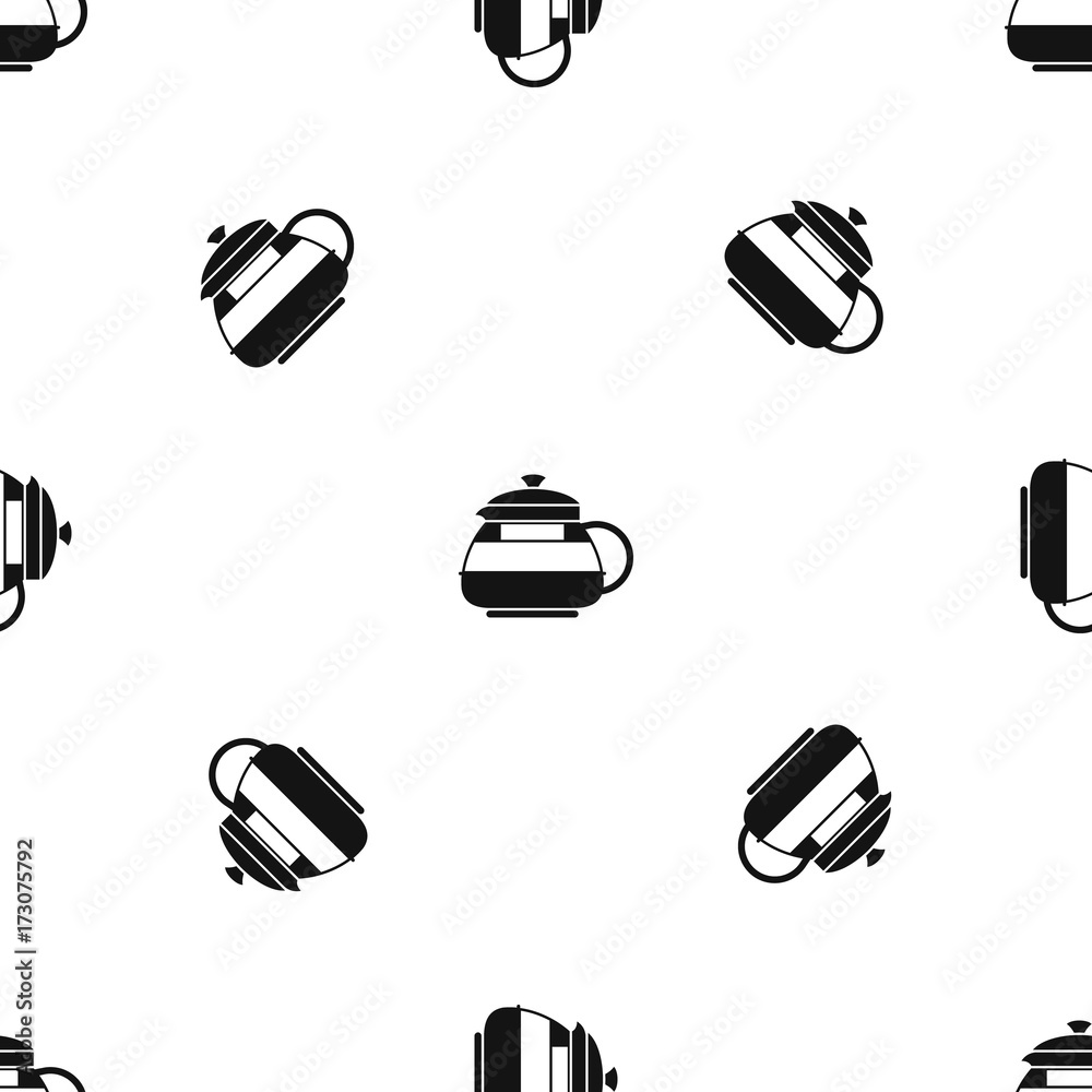 Glass teapot pattern seamless black Glass teapot pattern seamless black