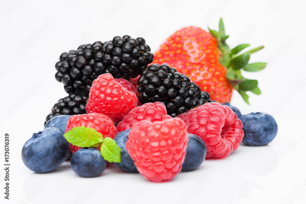 Fresh blueberry raspberry and blackberry with mint Fresh blueberry raspberry and blackberry with mint