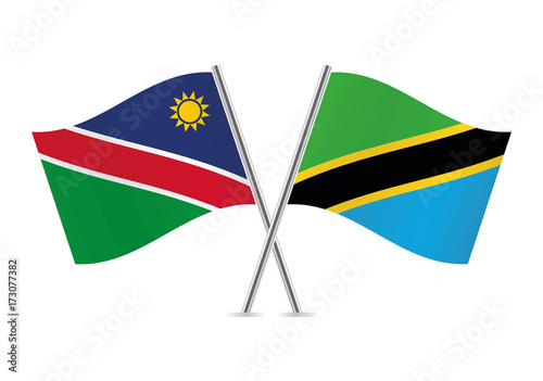 Namibia and Tanzania flags.Vector illustration.
