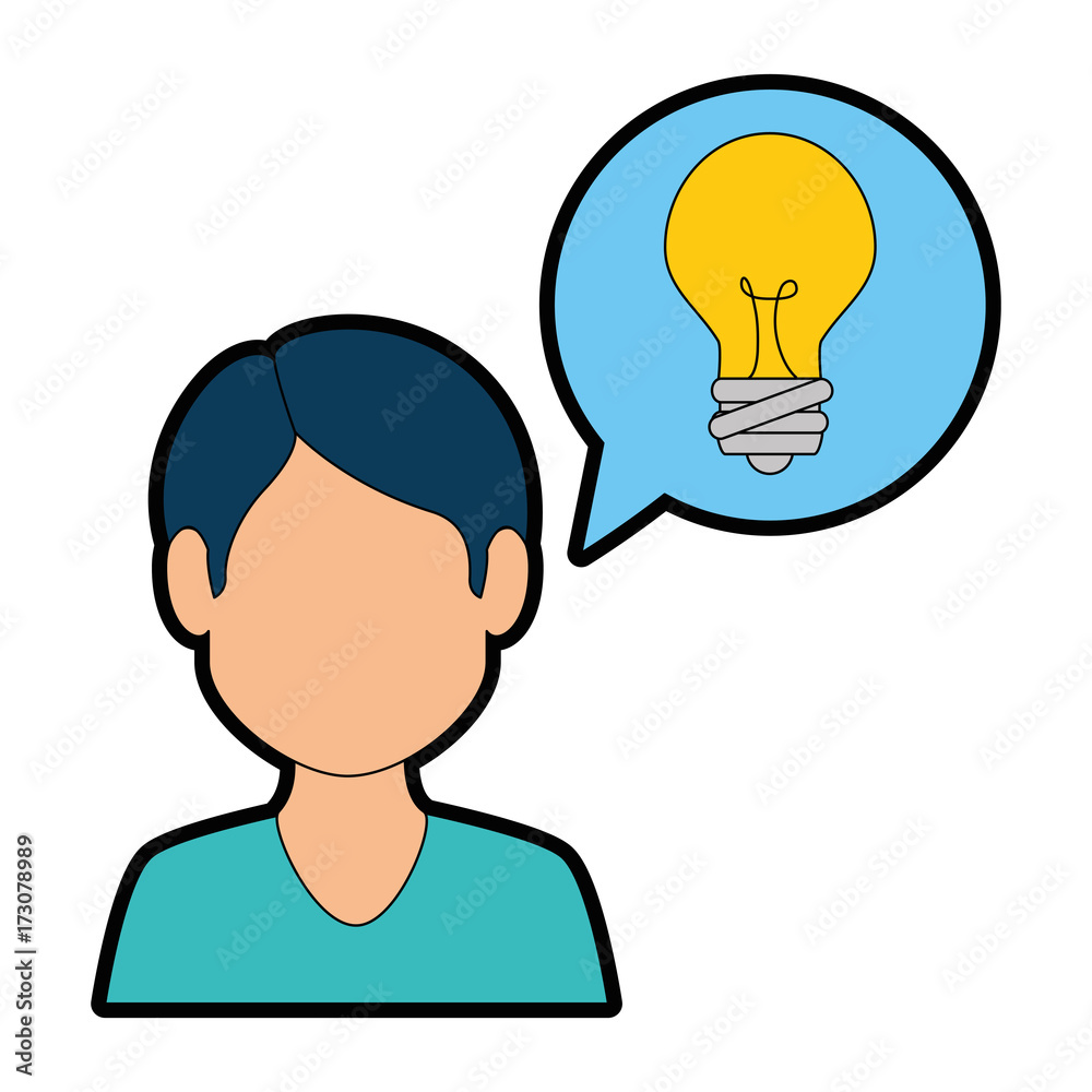 young man with speech bubble avatar character young man with speech bubble avatar character