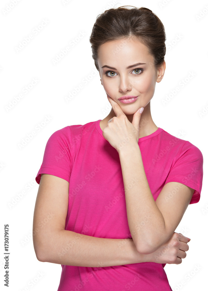 Portrait of the young thinking woman with some problem Portrait of the young thinking woman with some problem