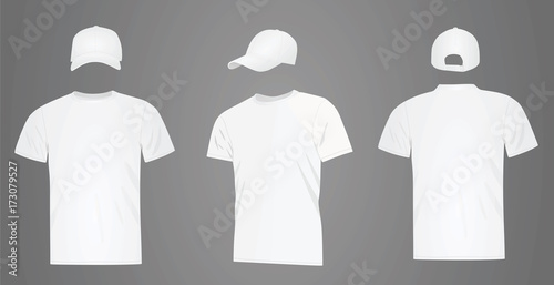 White baseball cap and t shirt. vector illustration