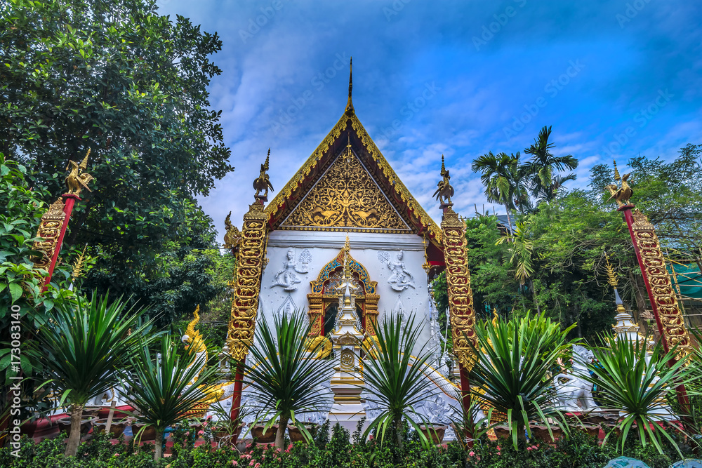 Entrance to a temple in Chiang Mai, Thailand.