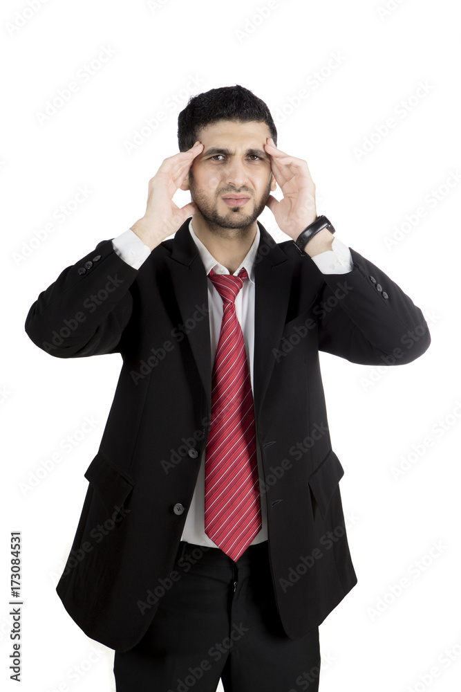 Arabian businessman having a headache on studio Arabian businessman having a headache on studio