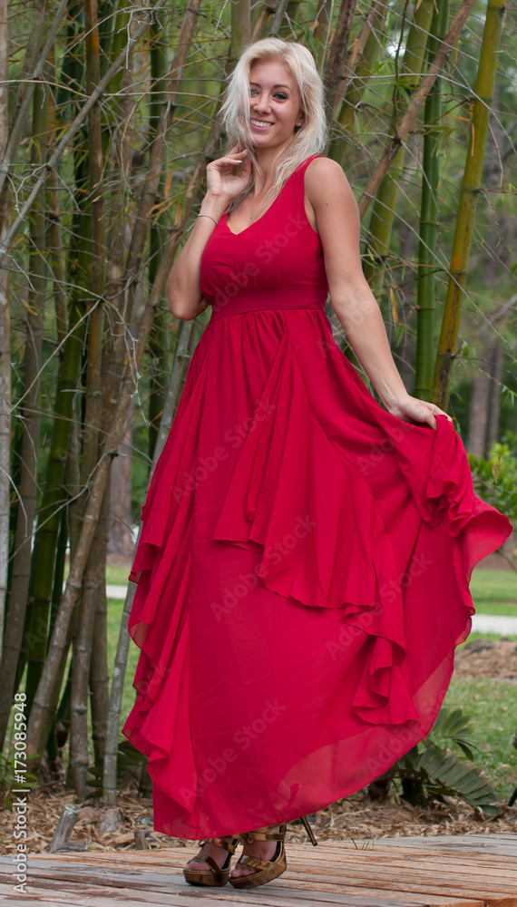 Woman in a red dress underwater Woman in a red dress underwater