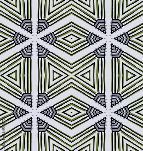 Seamless striped vector pattern. Vintage colored decorative repainting background with tribal and ethnic motifs. Abstract geometric roughly hatched shapes colored with hand drawn brush stokes.