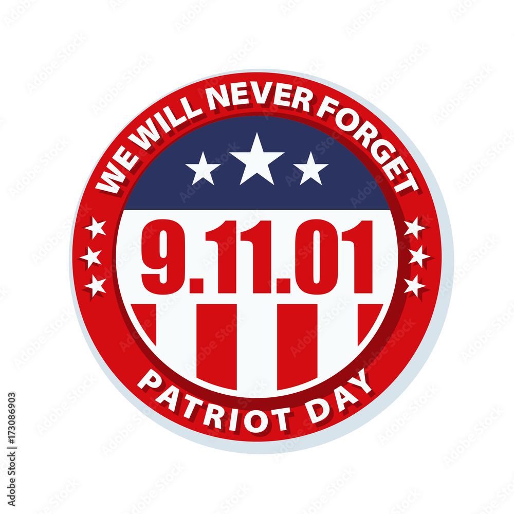 9.11 Patriot Day illustration badge 9.11 Patriot Day illustration badge