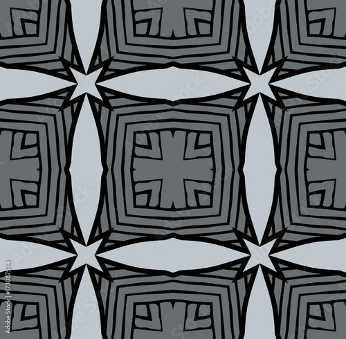 Seamless striped vector pattern. Vintage colored decorative repainting background with tribal and ethnic motifs. Abstract geometric roughly hatched shapes colored with hand drawn brush stokes.