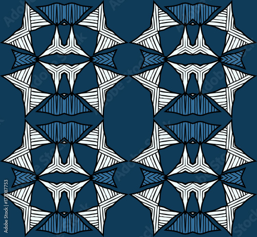 Seamless striped vector pattern. Vintage colored decorative repainting background with tribal and ethnic motifs. Abstract geometric roughly hatched shapes colored with hand drawn brush stokes.