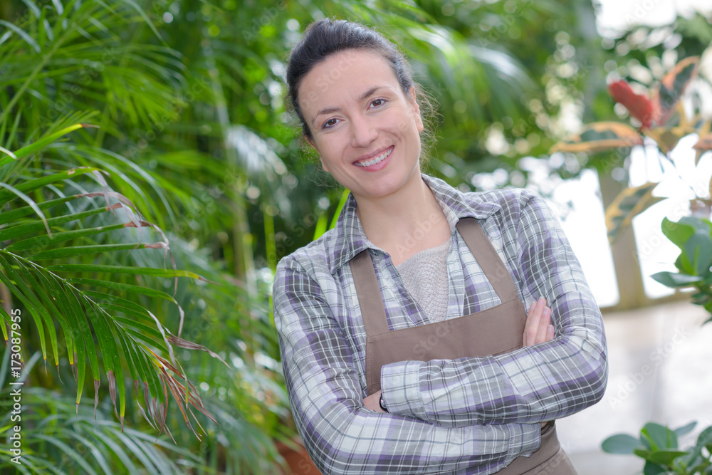 portrait of female gardener smiling portrait of female gardener smiling