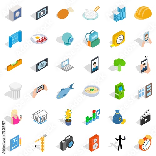 Specific icons set, isometric style