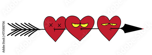 Funny hearts. Arrow heart icon.