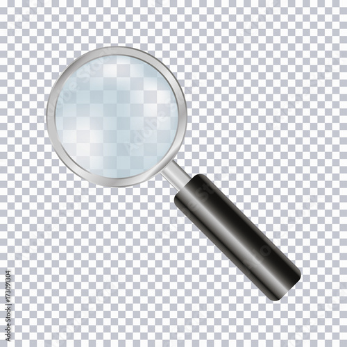 Magnifying glass realistic isolated on transparent background. Vector illustration.