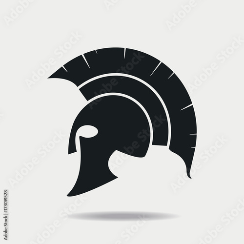 Spartan Helmet icon. Greek or Roman head armor for Gladiator, legionnaire. Vector illustration.