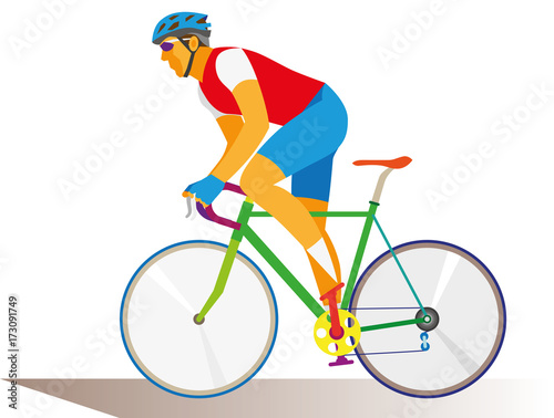 Young fast bicycle racer starts attacking peleton in the mountain