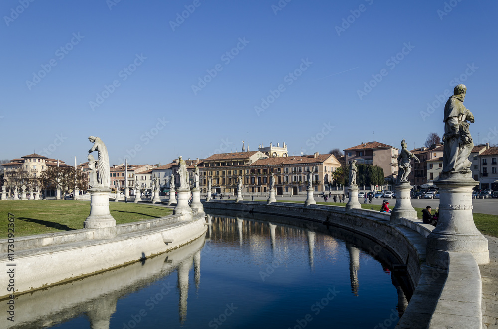 prato della valle square during a sunny day, Padua, Italy