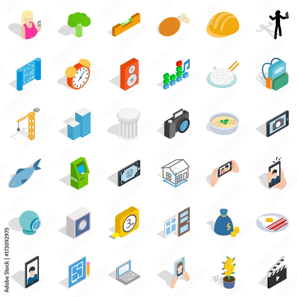 Reality icons set, isometric style Reality icons set, isometric style
