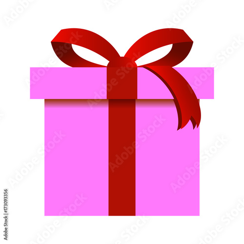Christmas Gift Box with Pink Wrapping Isolated