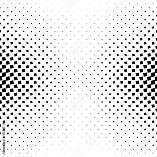 Monochrome square pattern - geometrical halftone abstract vector background graphic design from angular squares
