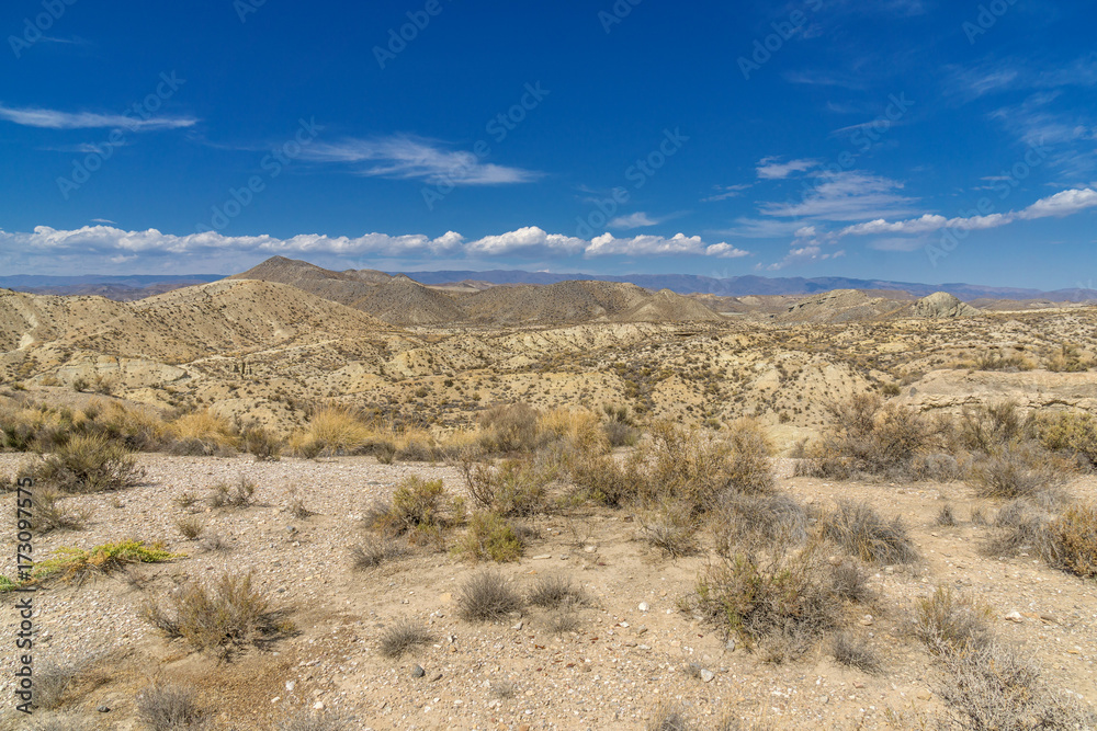Andalusia desert. Desert landscape in the national park Cabo de Gata in Andalusia